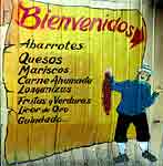 Bienvenidos - Reklametafel auf dem Fischmarkt in P. Montt